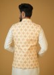 Designer Yellow Silk Nehru Jacket